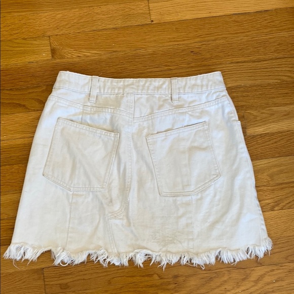 Free People Cream Mini Skirt with Distressed Hem - Picture 3 of 3